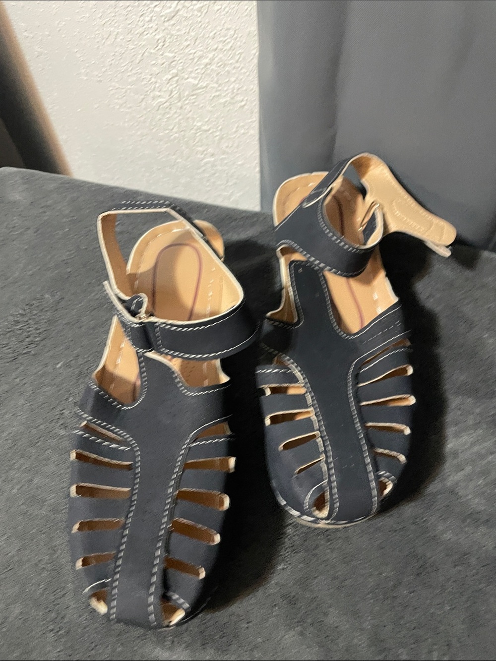 Women's Black Cutout Ankle-Strap Sandals
